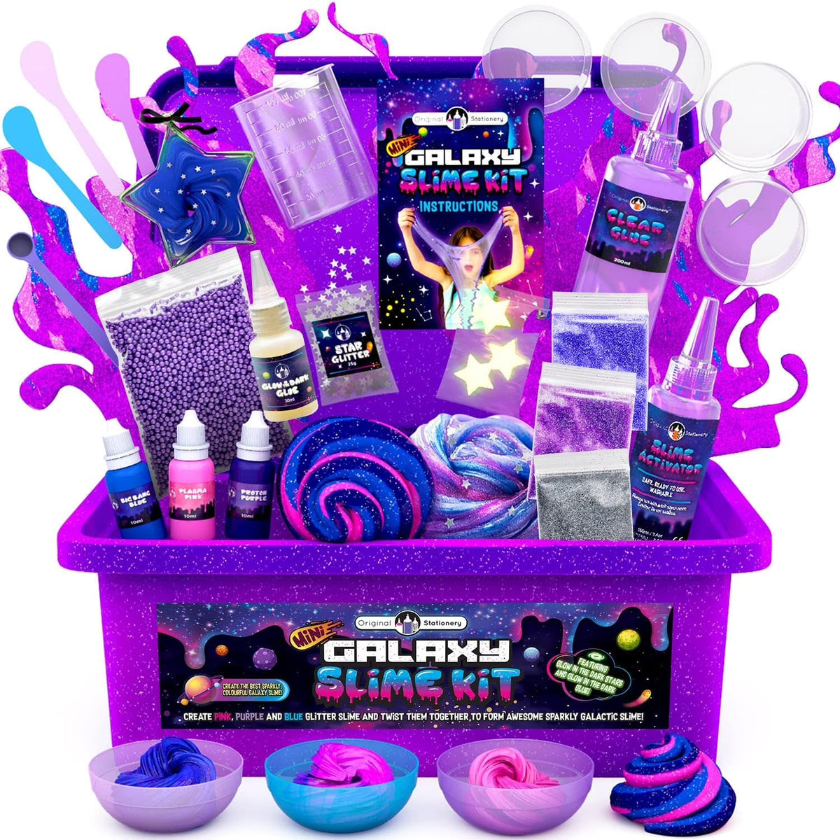 Mini Galaxy Slime Kit with Glitter, Glow in The Dark Powder S808266