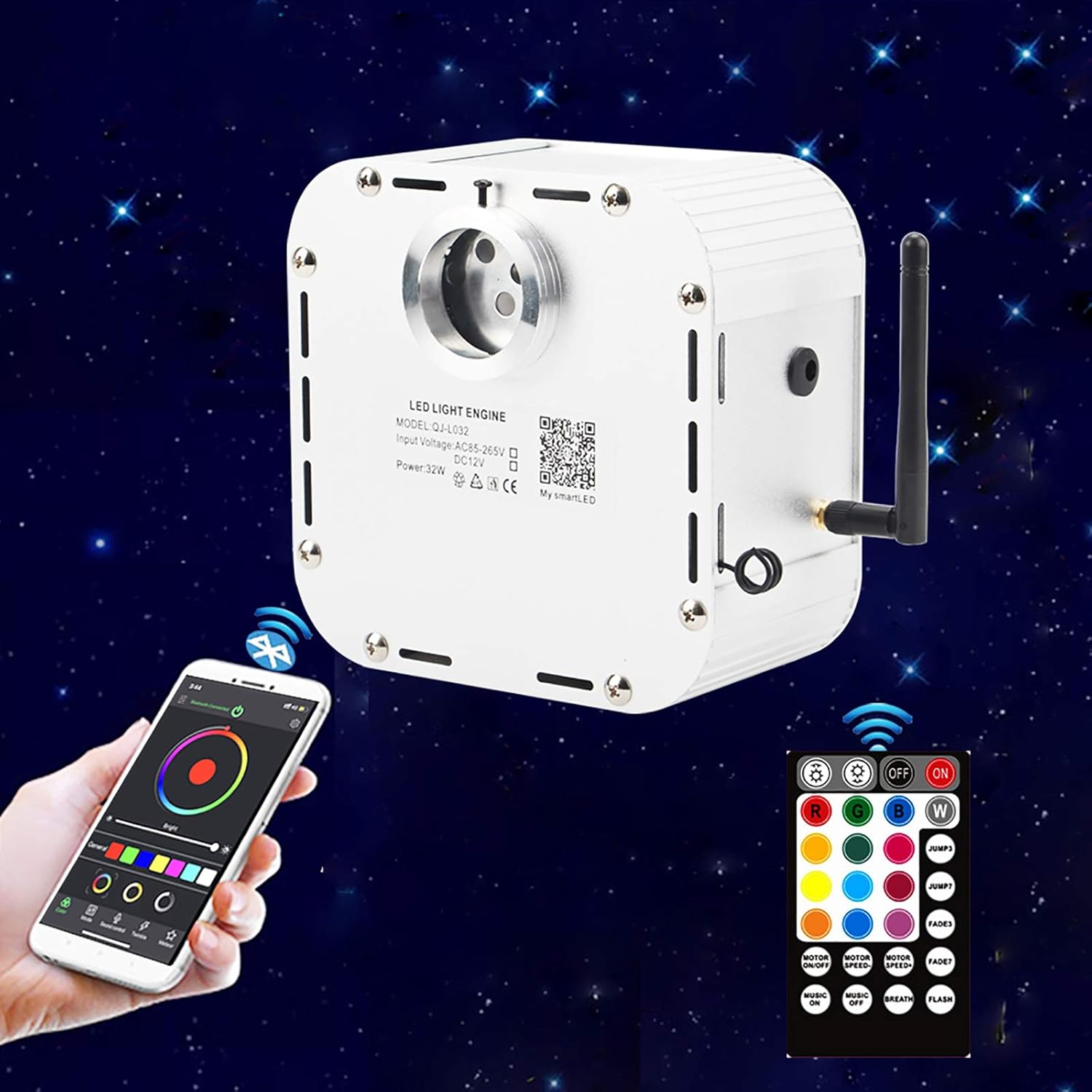 Bluetooth Fiber Optic Light Engine with Remote Control Pack of 2 W924342