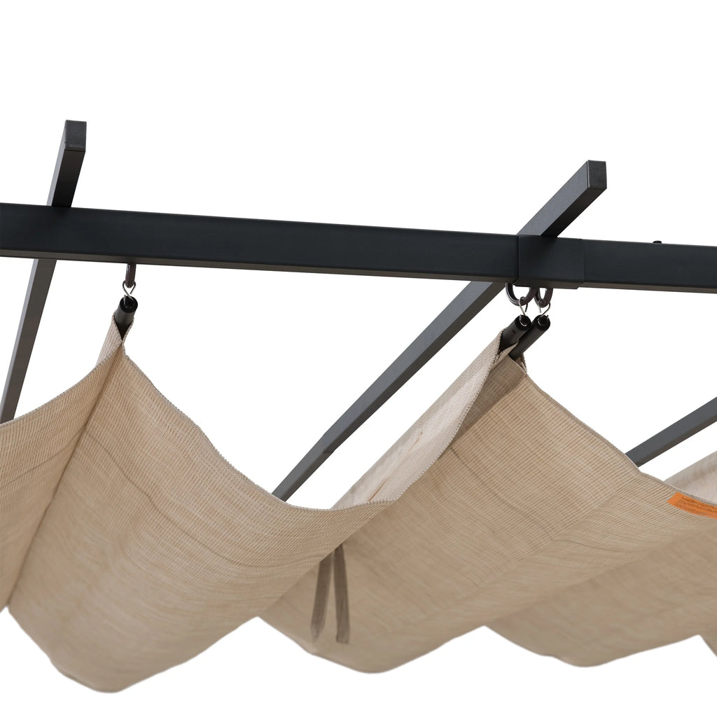 Black Steel Pergola with Adjustable Beige Shade Y160561