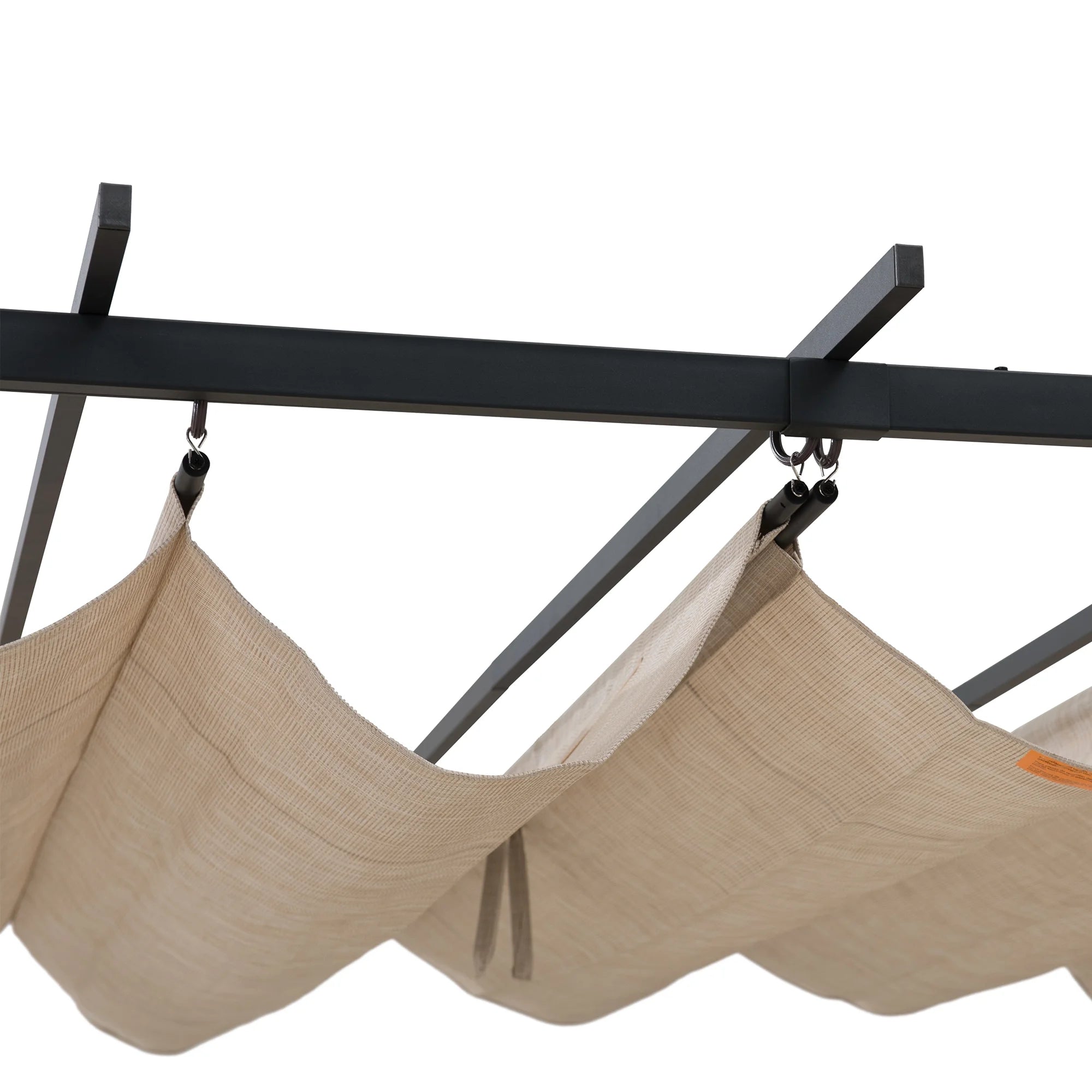 Black Steel Pergola with Adjustable Beige Shade Y160561