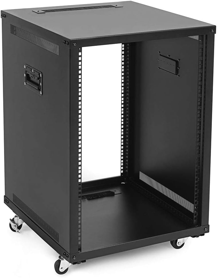 15U Portable Rolling Network Rack with Adjustable Depth I265369