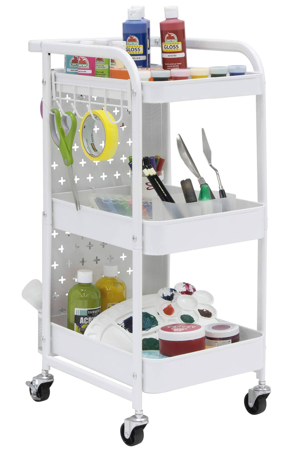 White 3-Tier Metal Utility Cart V739329