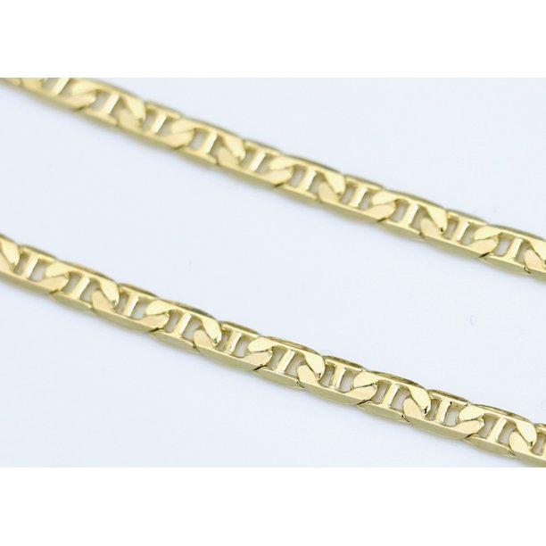 14K Bonded Gold Mariner Chain Necklace with Diamond Charm and Gift Box/Bag F3435