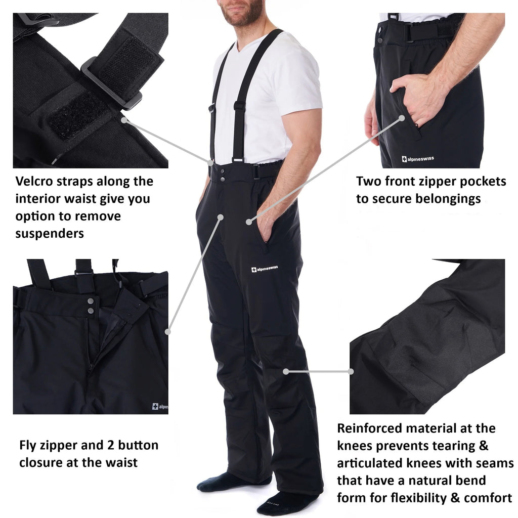 Waterproof Snowboard Ski Snow Pants with Removable Suspenders B8429