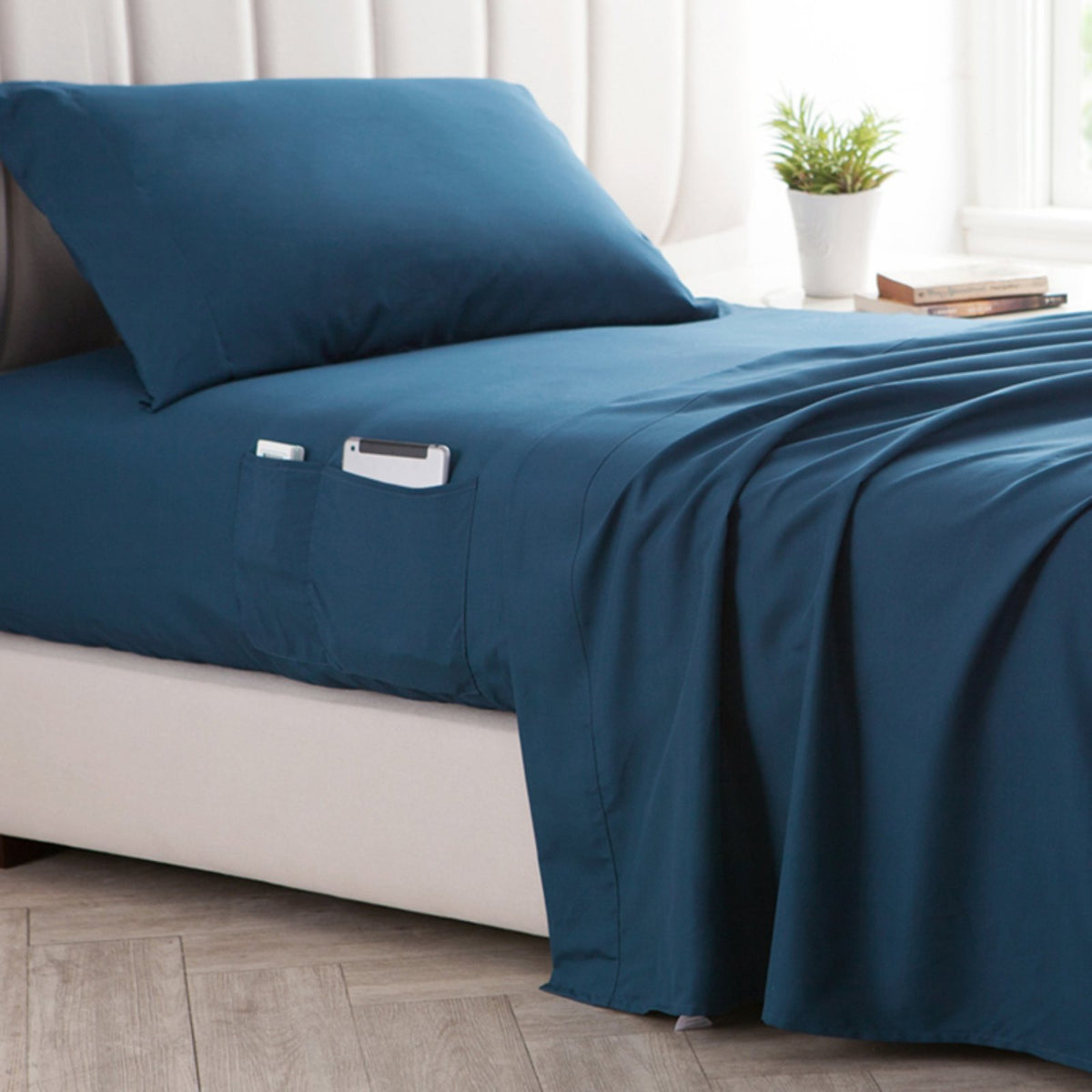Supersoft Nightfall Navy Bedside Pocket Sheet Set G291