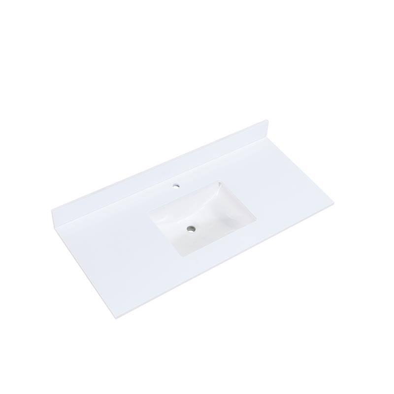 White Engineered Composite Stone Single Basin Vanity Top Z22788