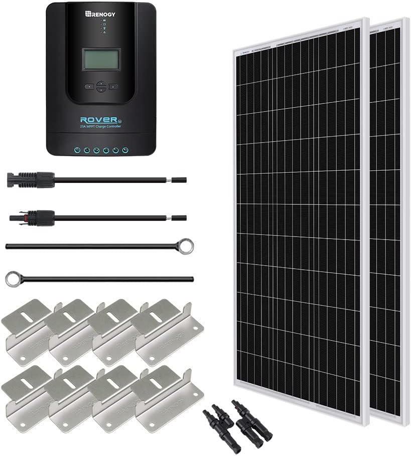 200 Watt 12 Volt Monocrystalline Solar Panel Starter Kit with 20A Rover MPPT Charge Controller X805