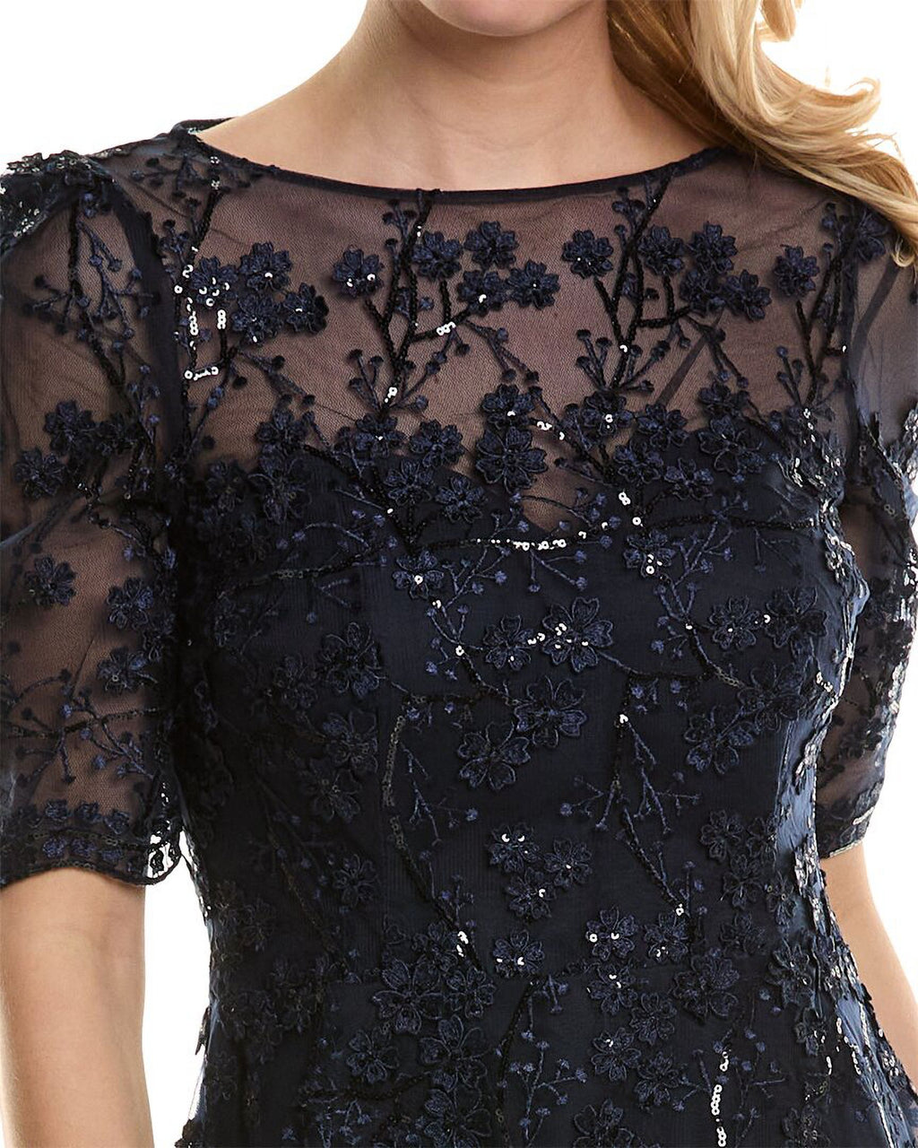 Embroidered Lace Midi Dress, 16, Blue D986