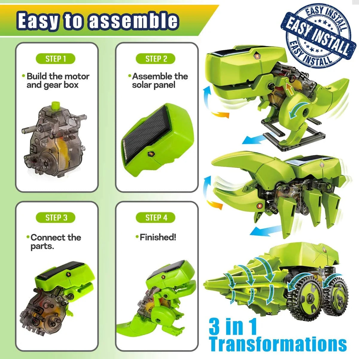 STEM Robots Building Educational Toys Science Kit 3 in 1 Solar Dinosaur Desk Robot T290