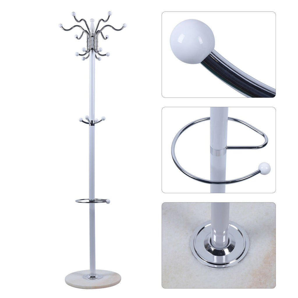 4 Tier White Coat Rack with 16 Hooks A4132