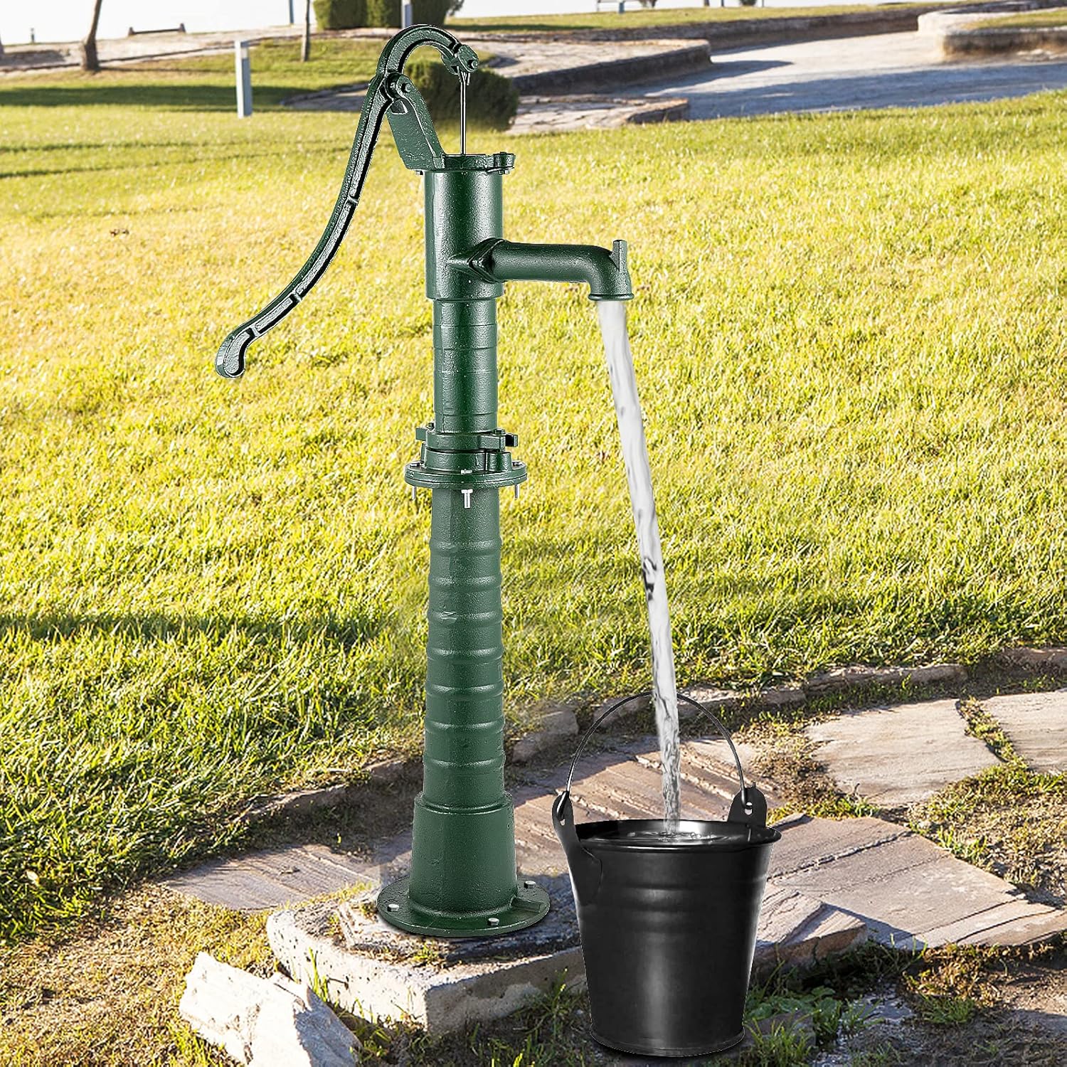 Black Cast Iron Hand Water Pump with Stand Y267895
