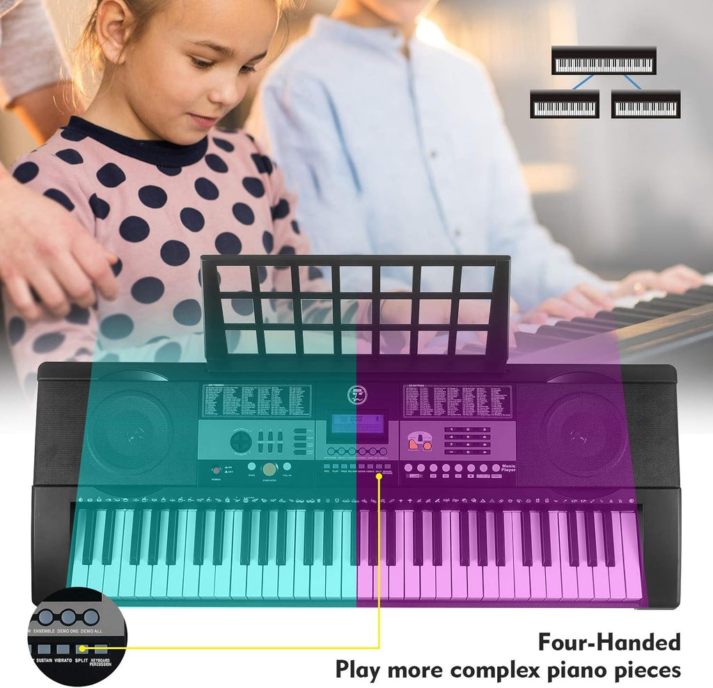 61 Key Portable Electronic Keyboard Piano with Stand and Stool Q629