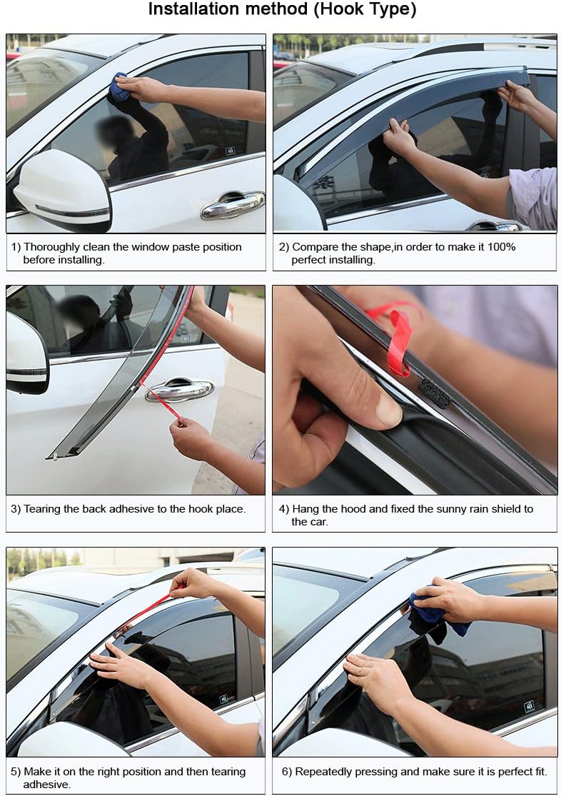 Car Window Visor Vent Shade Deflector Sun/Rain Guards for 2017-2021 Honda Civic Hatchback H58742