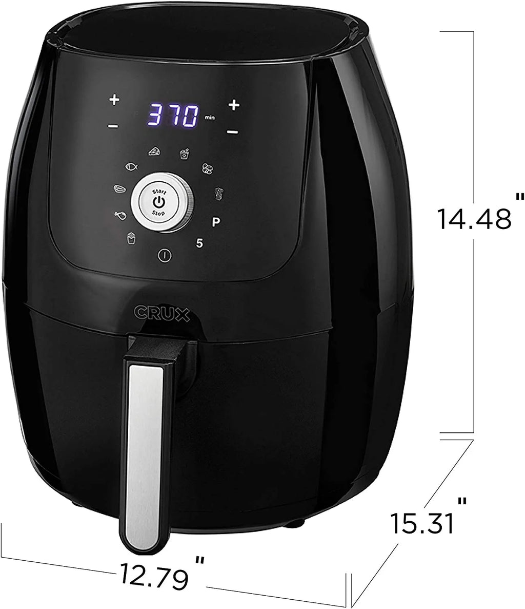 6 Qt Digital Air Fryer with Nonstick Removable Pan and Crisping Tray, Black G2422