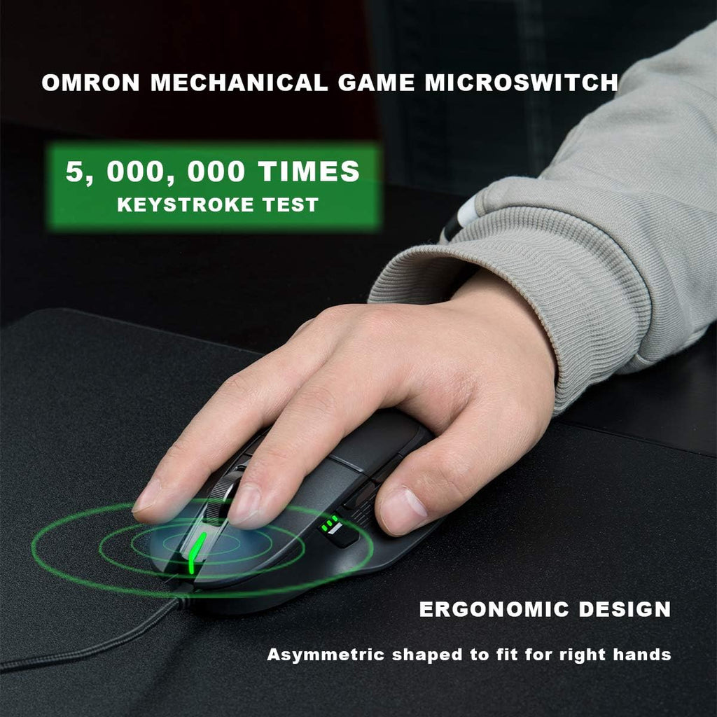 Wired Gaming Mouse with High Precision Optical Sensor, 7200DPI, 8 Programmable Buttons P839
