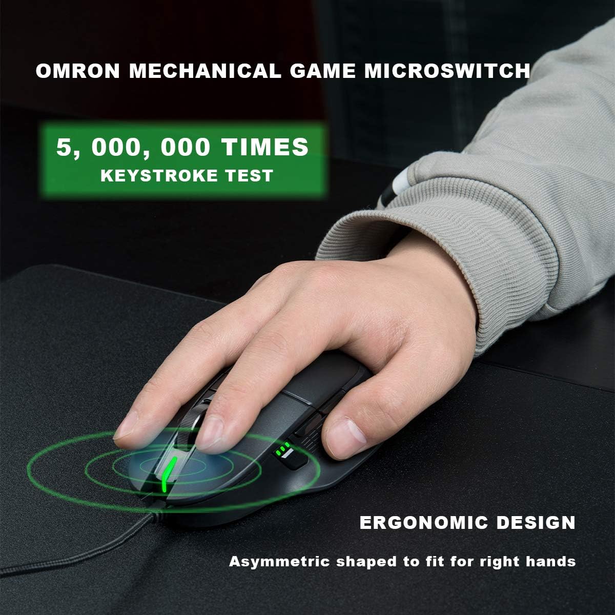 Wired Gaming Mouse with High Precision Optical Sensor, 7200DPI, 8 Programmable Buttons P839