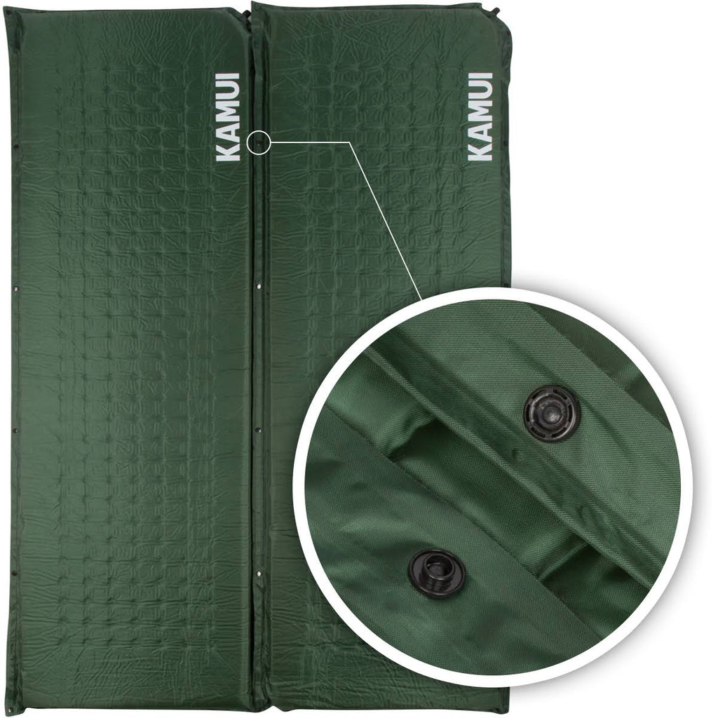 Green Self Inflating Sleeping Pad 2 inch Thick Foam Connectable V7813