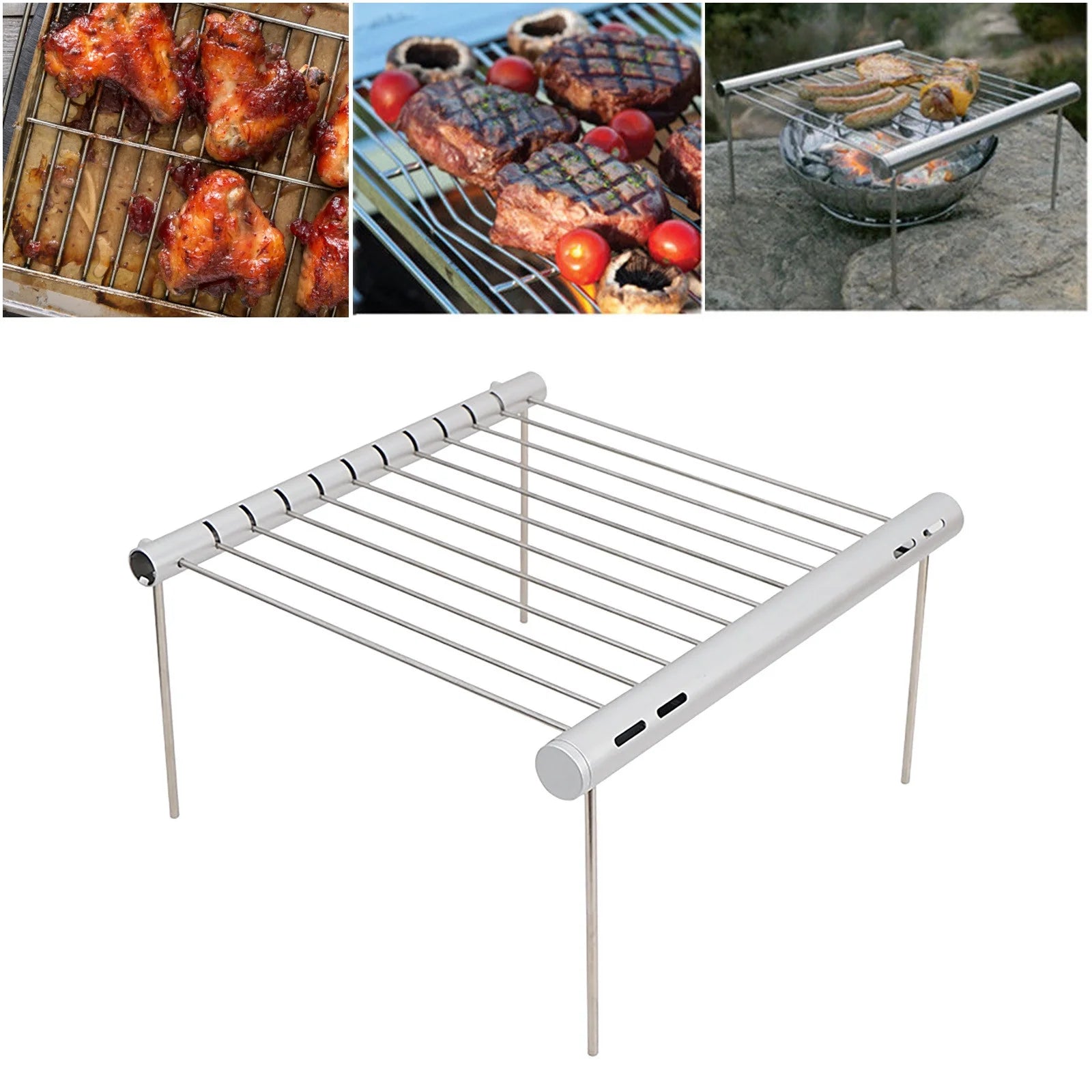Portable Folding Barbeque Grill with Outdoor Baking Tray Holder M115