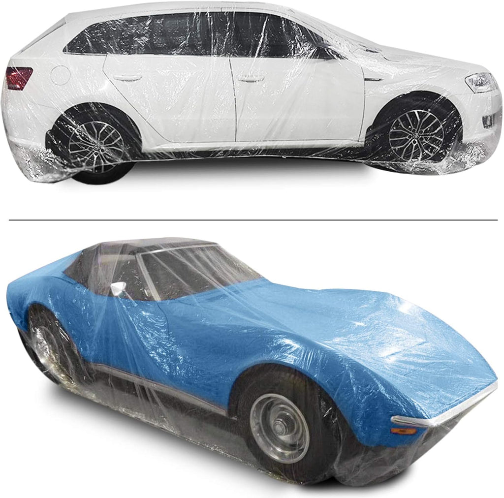 Clear Plastic Car Cover 10pcs Disposable Car Covers, 22' x 12' Universal Plastic Car Cover, Waterproof Dust-Proof Full Cover, Outdoor Indoor Car Cover, Effective Protection, Universal Type J600