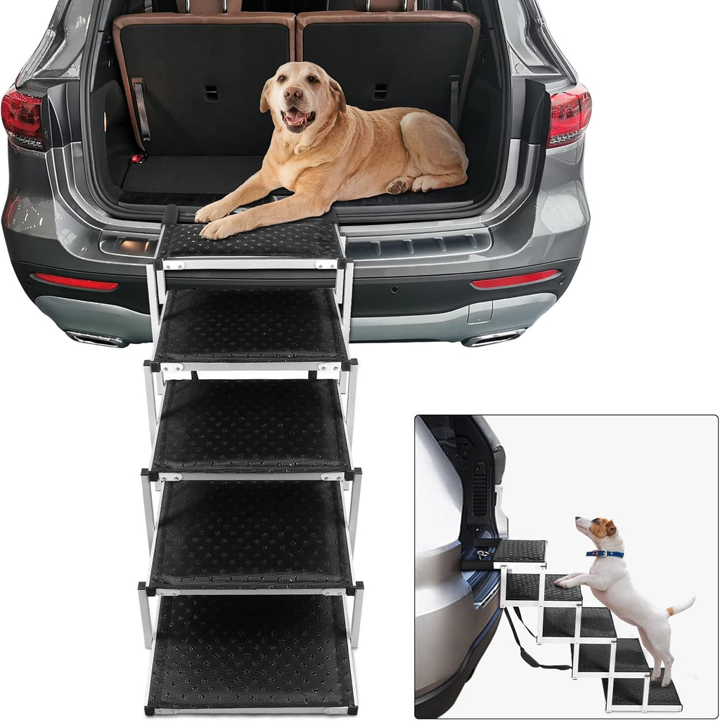 Foldable Aluminum 5 Steps Dog Stairs with Non-Slip Surface B40870