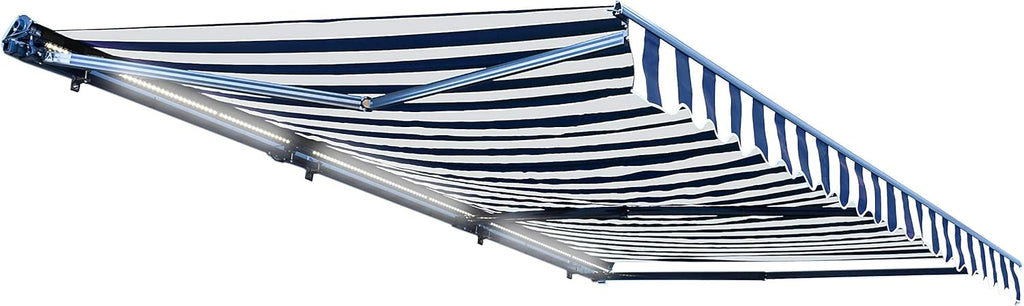 Motorized Retractable Patio Awning - 16 x 10 Feet - Multi-Striped Yellow L694