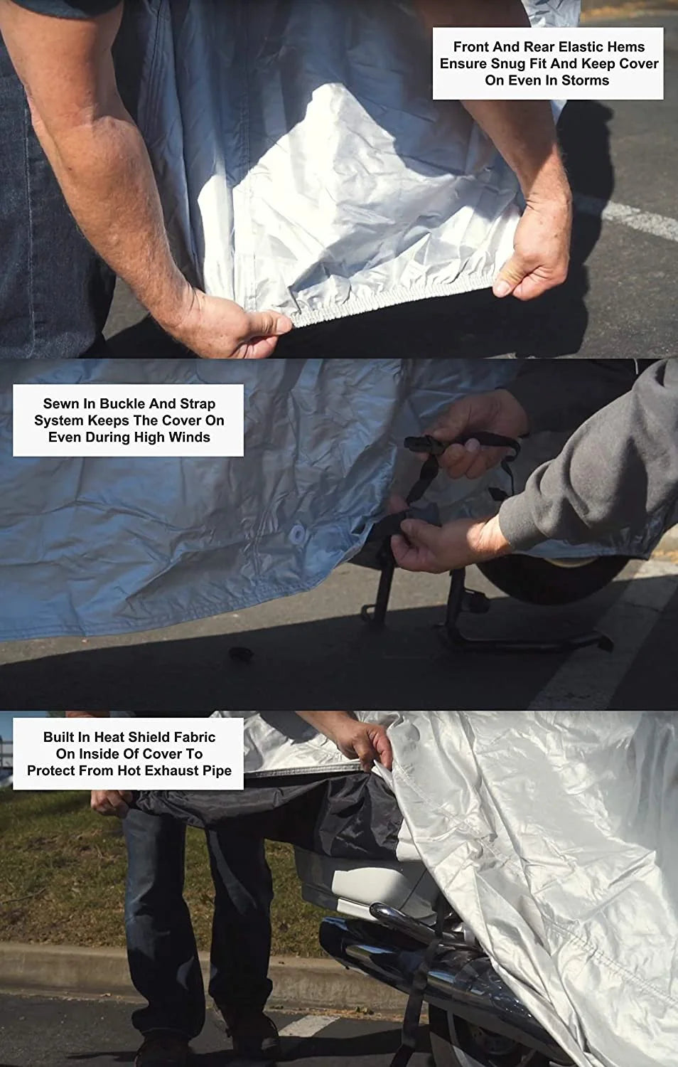 Motorcycle Cover with Reinforced Securing Straps and Storage Bag P8935