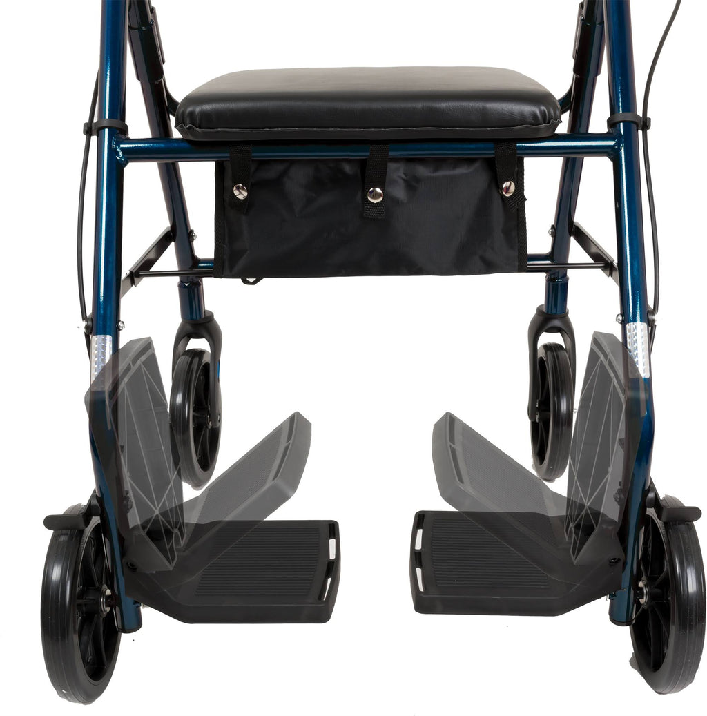 Blue Transport Folding Rollator Walker with Seat & Wheels P742832
