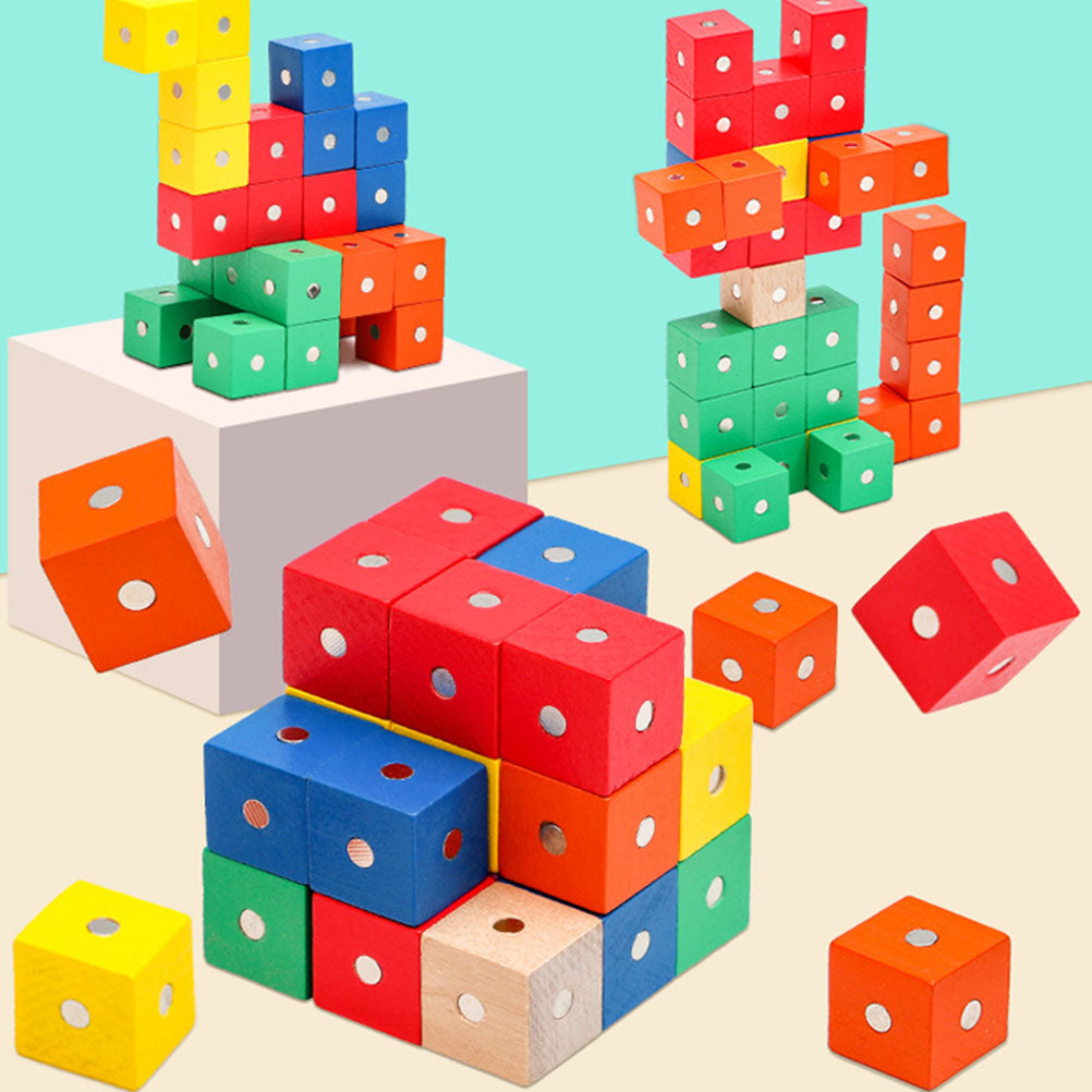 30 Pcs Magnetic Building Blocks Wooden Cube Toys I806
