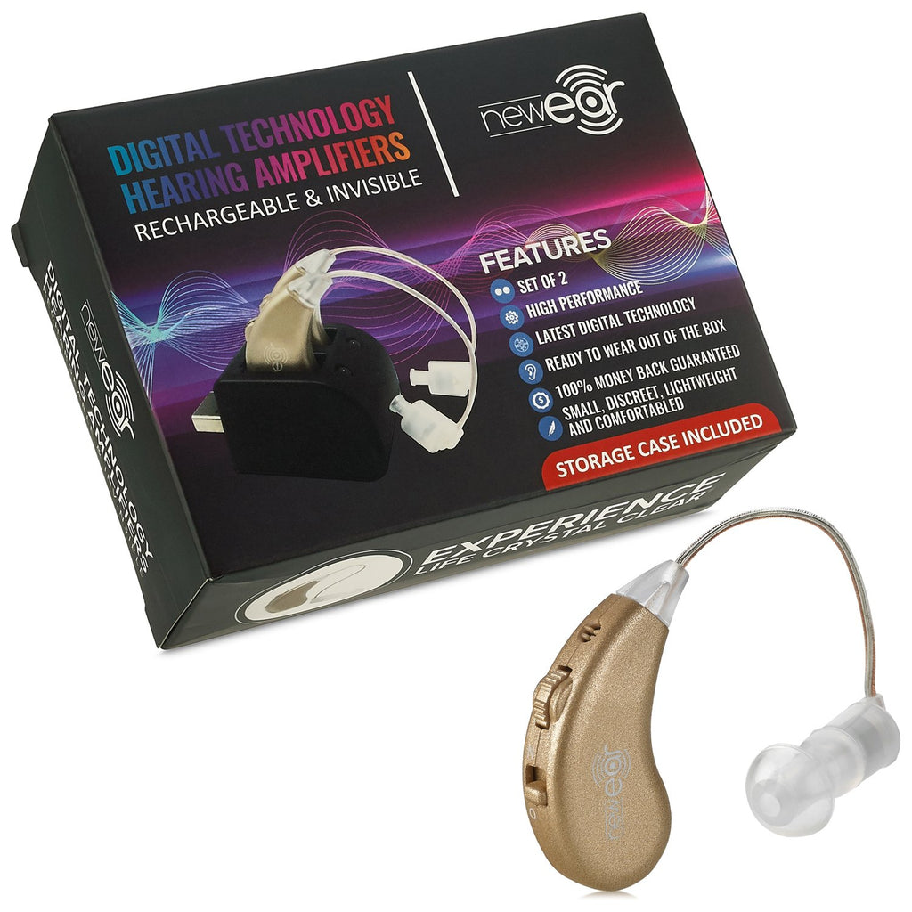 Rechargeable BTE Personal Sound Amplifier Pair with USB Dock O7289
