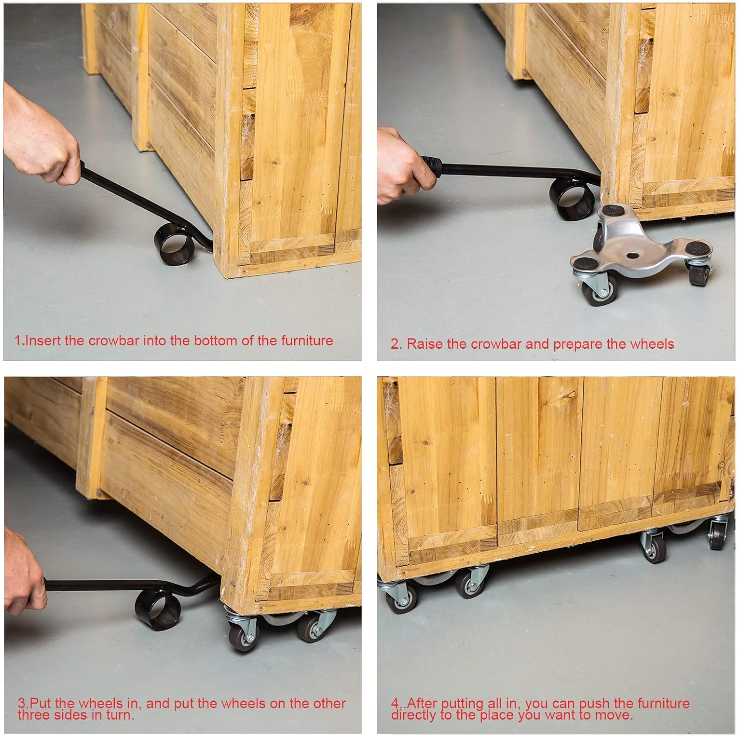 Triangle Iron Furniture Dolly with Universal Wheel 4 Packs (Silver) X488