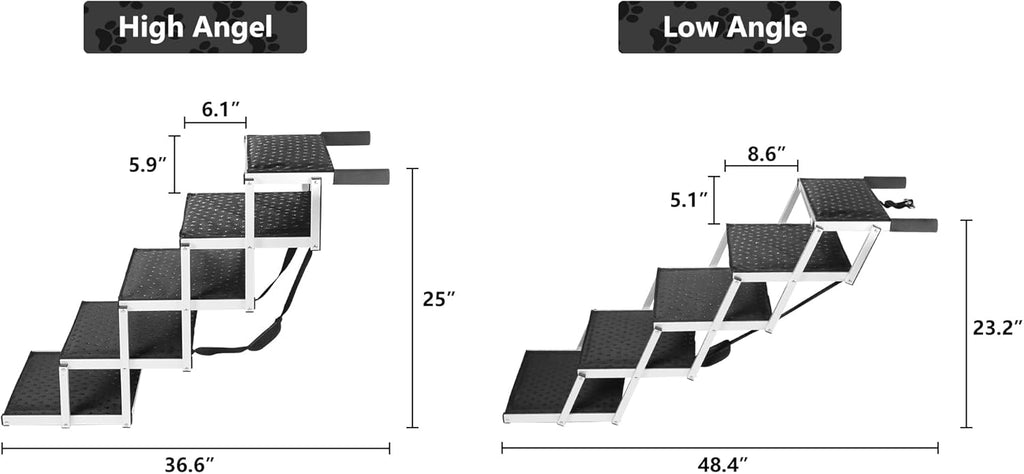 Foldable Aluminum 5 Steps Dog Stairs with Non-Slip Surface B40870