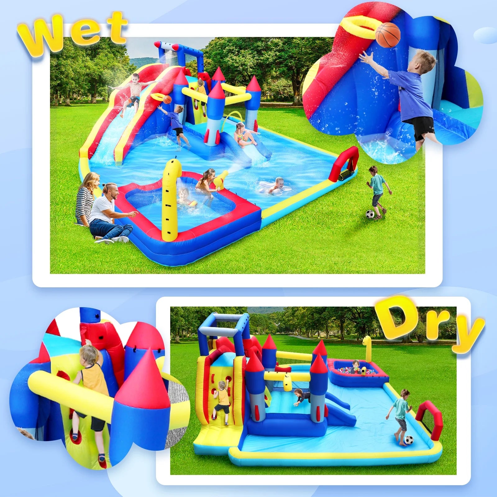 10 in1 Inflatable Water Park with Splash Pool R639038