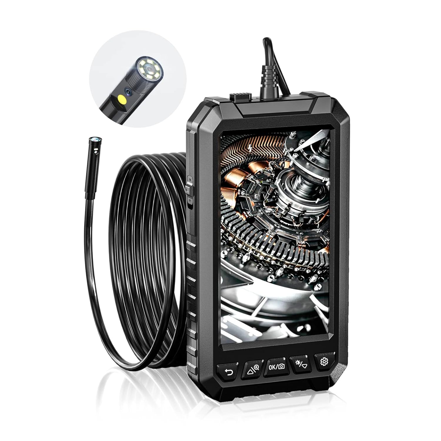 Dual Lens Borescope Inspection Camera with 16.5FT Detachable Semi-Rigid Cable, Pack of 2 B8835