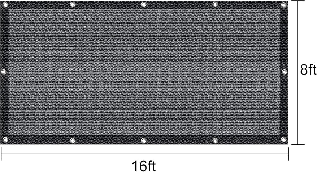 70% Heavy-Duty Mesh Tarp 8ftx16ft Black Shade Cloth Pack of 2 Q558348