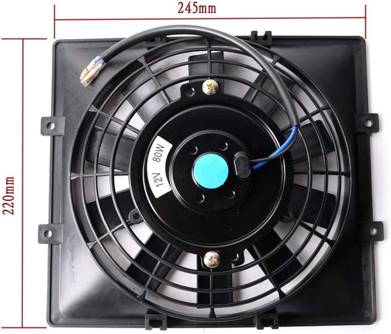 30 ROW Universal Engine Aluminum Oil Cooler Kit with 7" Electric Cooling Fan and Oil Filter Adapter Kit G31414