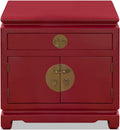 Matte Red Chinese End Cabinet with Brass Hardware G115