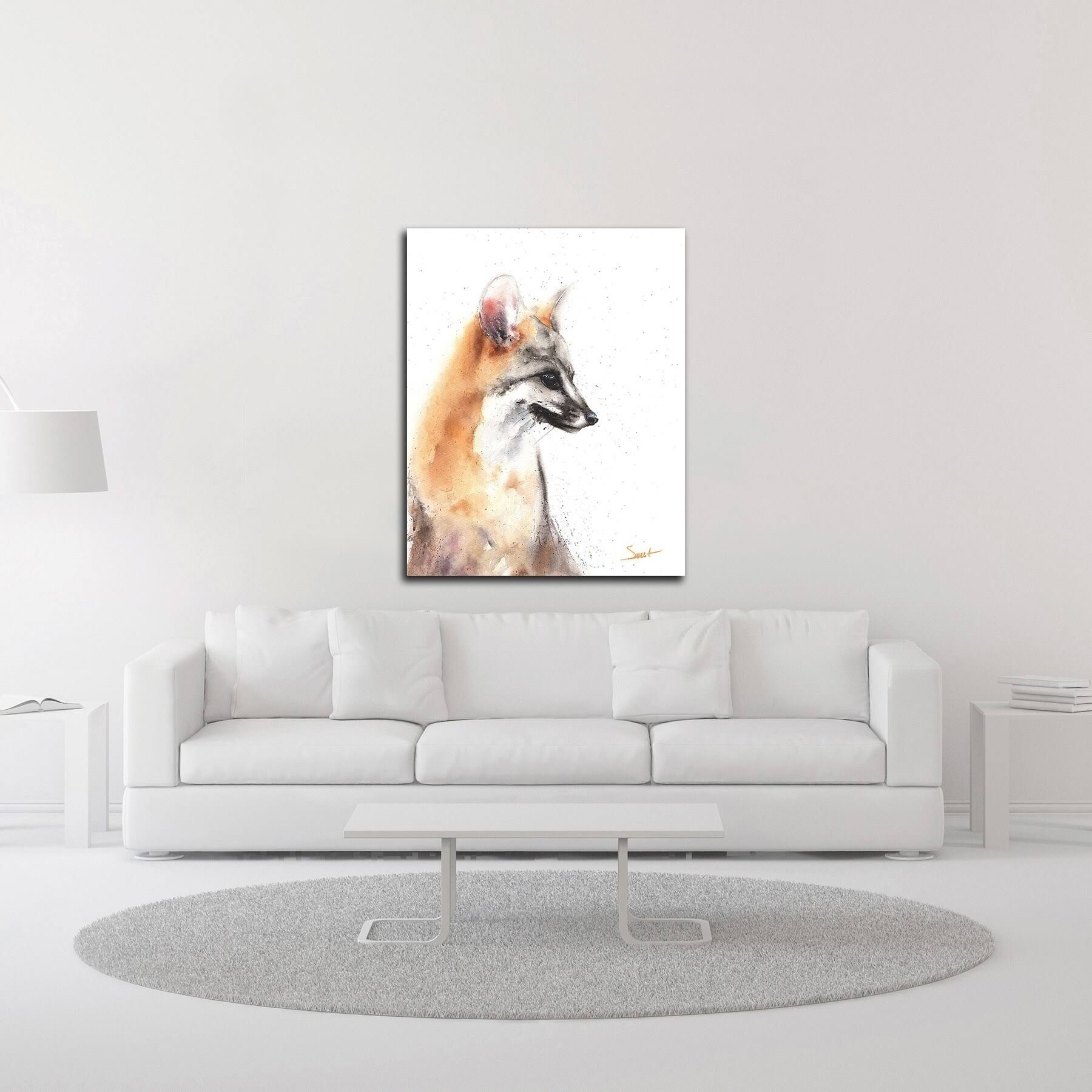 22x22 x 17x22 Grey Fox Print on Canvas Y8132