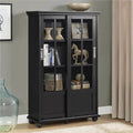 Solid Wood 4 Shelf Bookcase with Sliding Glass Doors B942