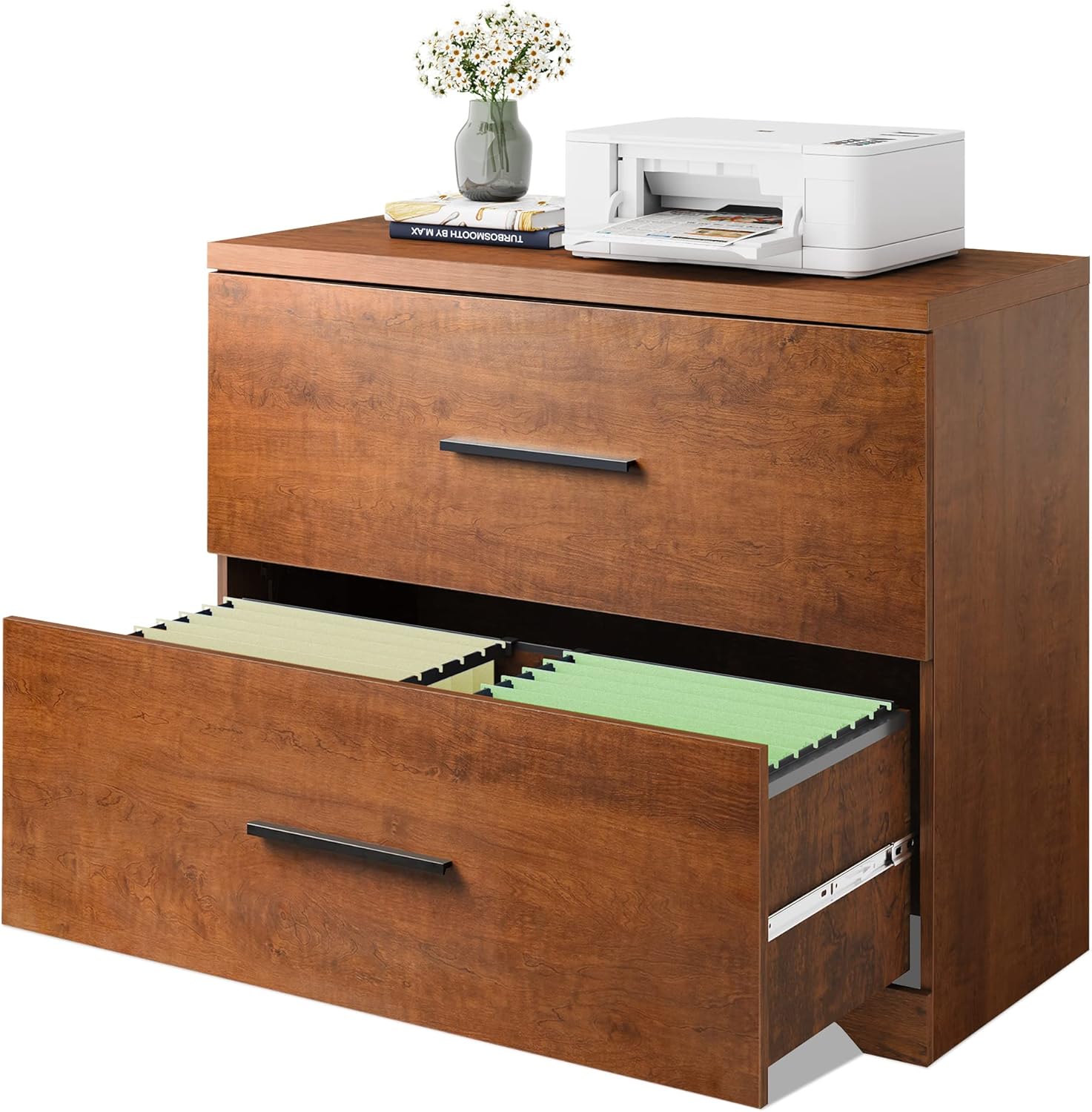 Gray Oak 2 Drawer Wood Lateral File Cabinet E697