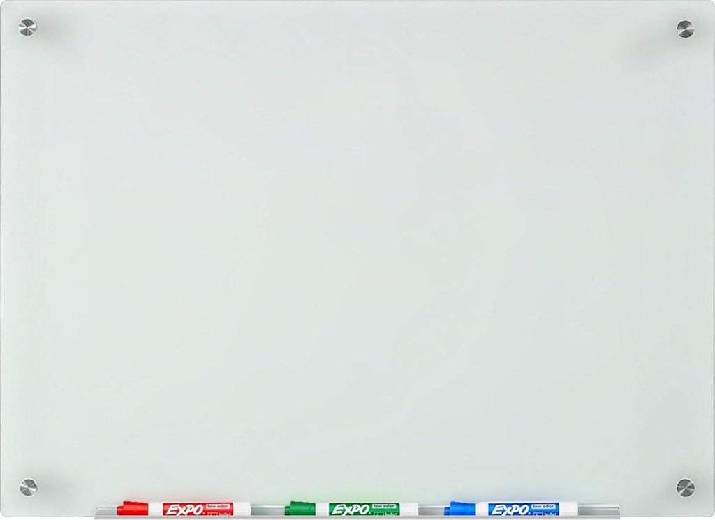 White Glass Dry-Erase Board Set with Marker Tray G3475
