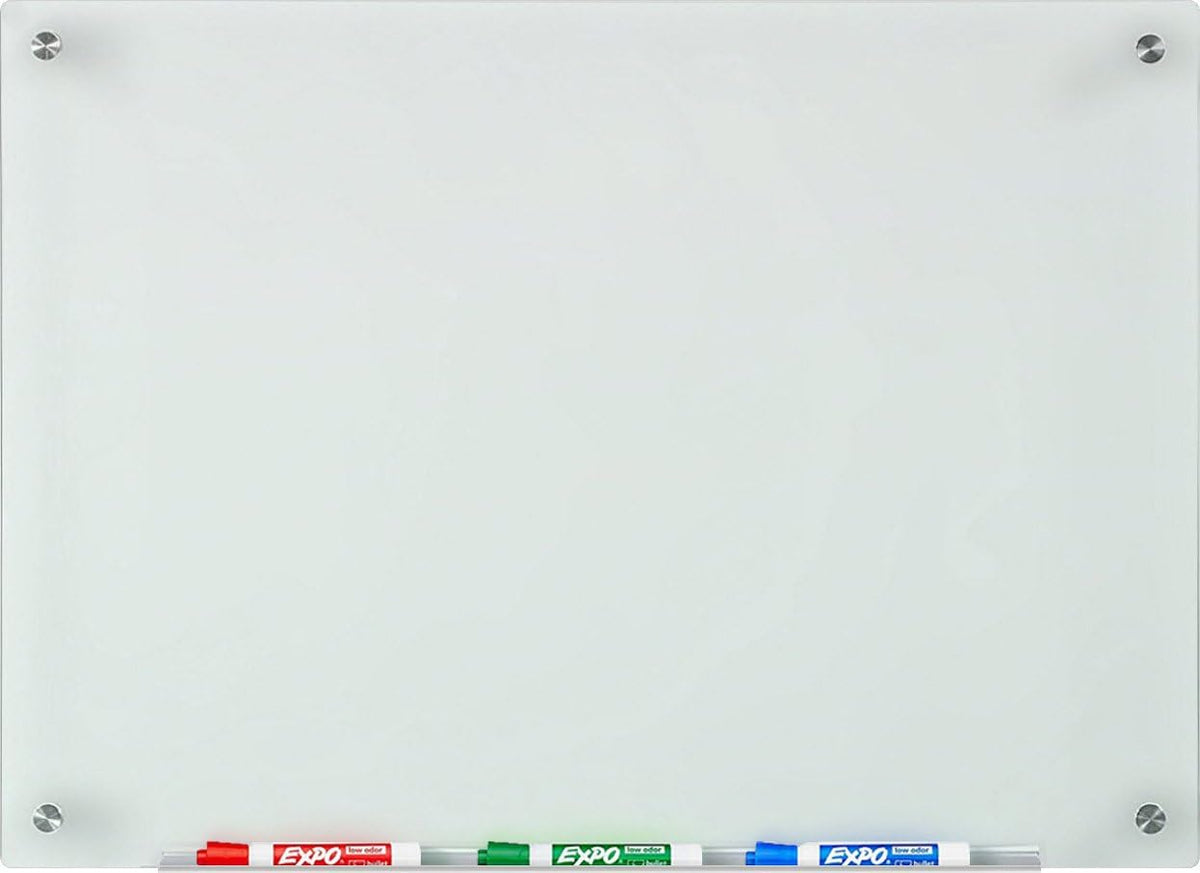White Glass Dry-Erase Board Set with Marker Tray G3475
