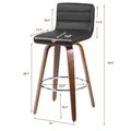 Swivel Wood Bar Stools PU Leather Upholstered Counter Stools Set of 2 Black Total Height 39.4" S442