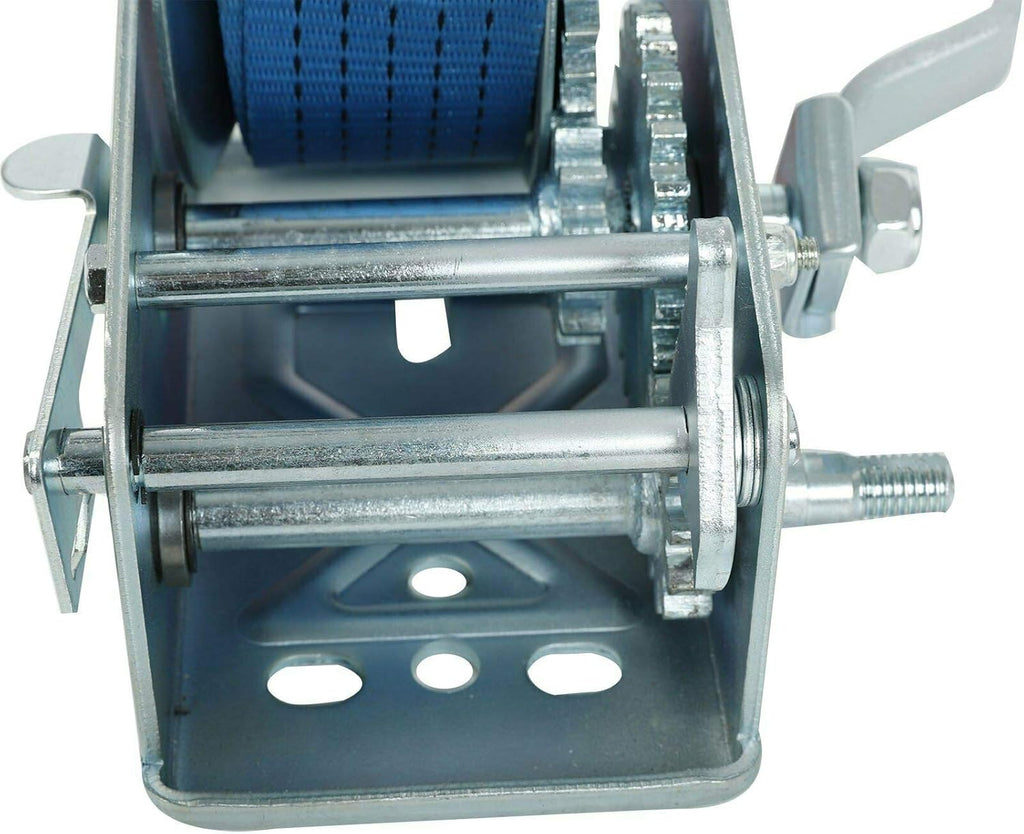3200lbs Hand Crank Gear Winch Polyester Strap Pack of 2 A88253