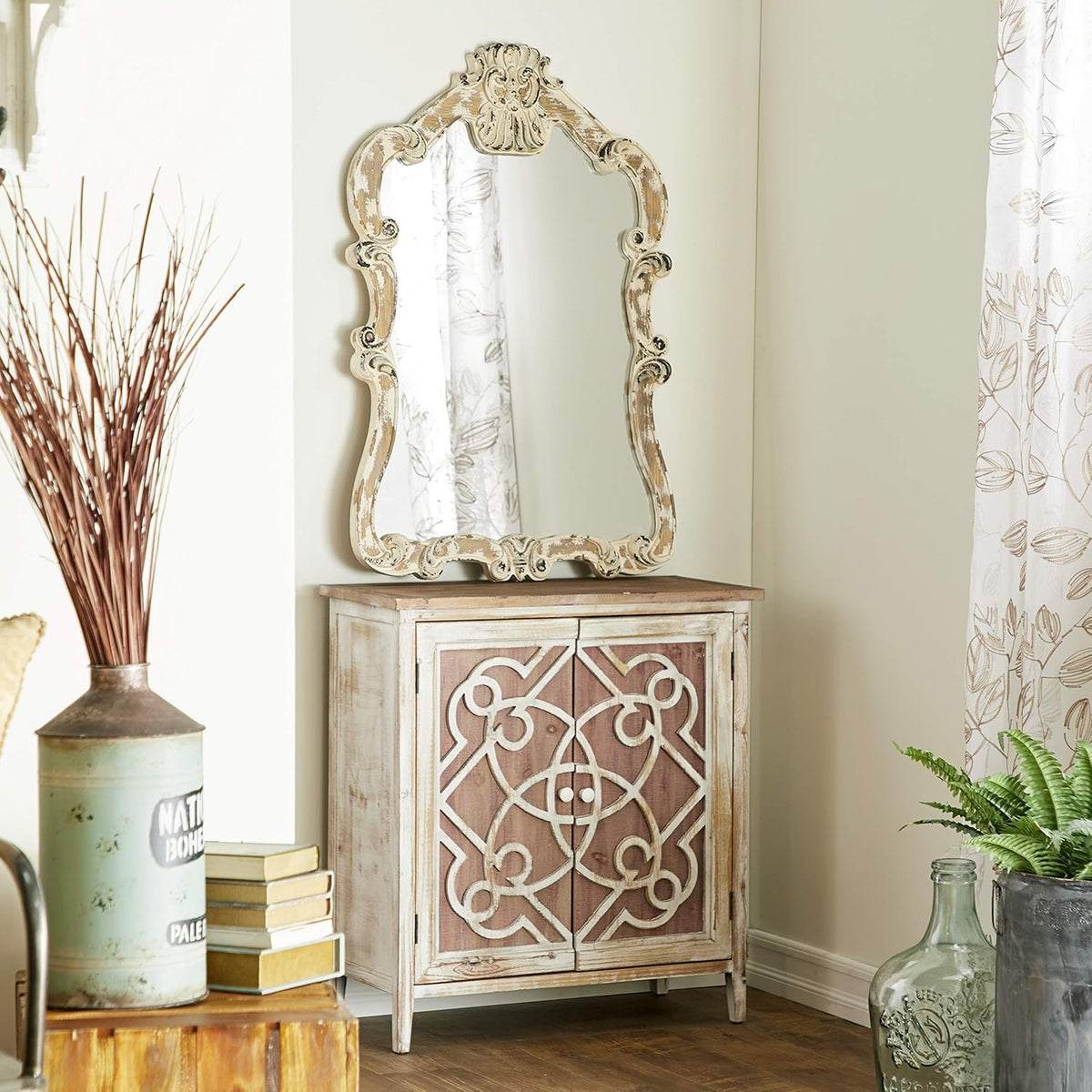 28 x 31 Light Brown White Wood Cabinet F8509