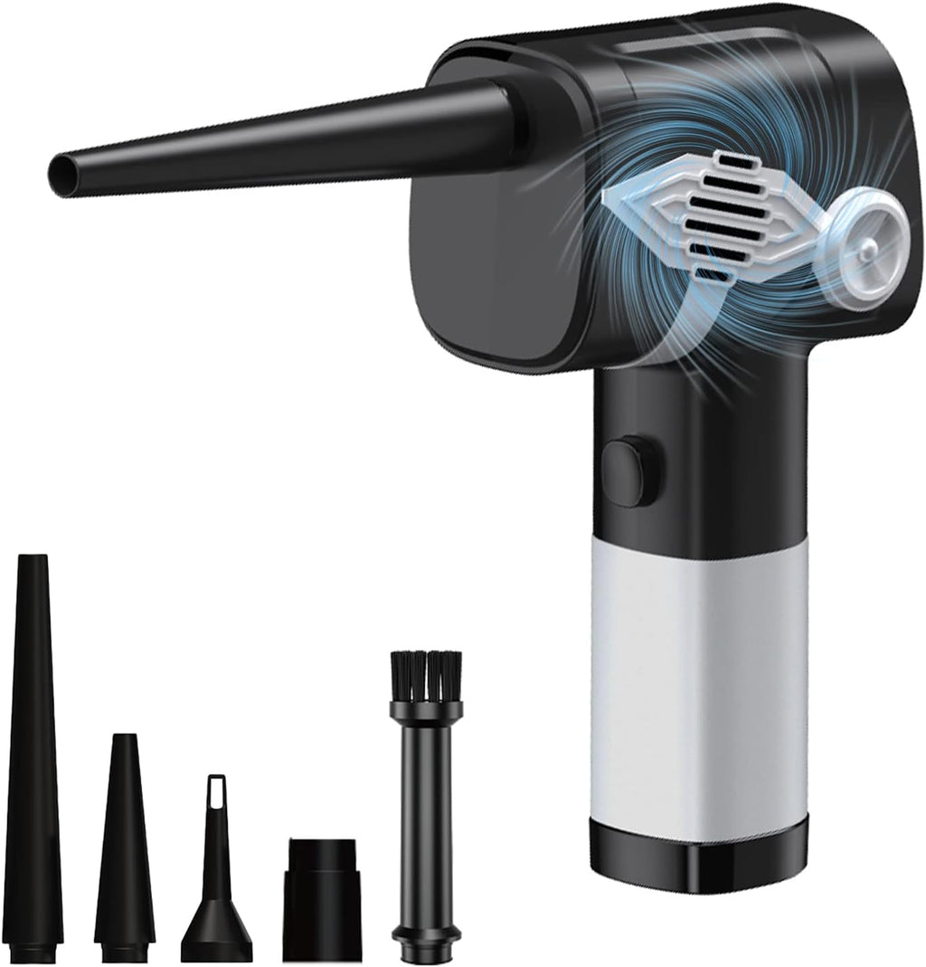Electric Air Duster, Cordless Rechargeable Compressed Air Duster, 6000mAh Battery, 40000 PRM 3-Gear Speed LED Display, Pack of 2 X376
