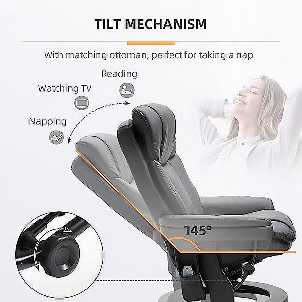 Brown PU Leather Massage Recliner Chair with Ottoman Z655936