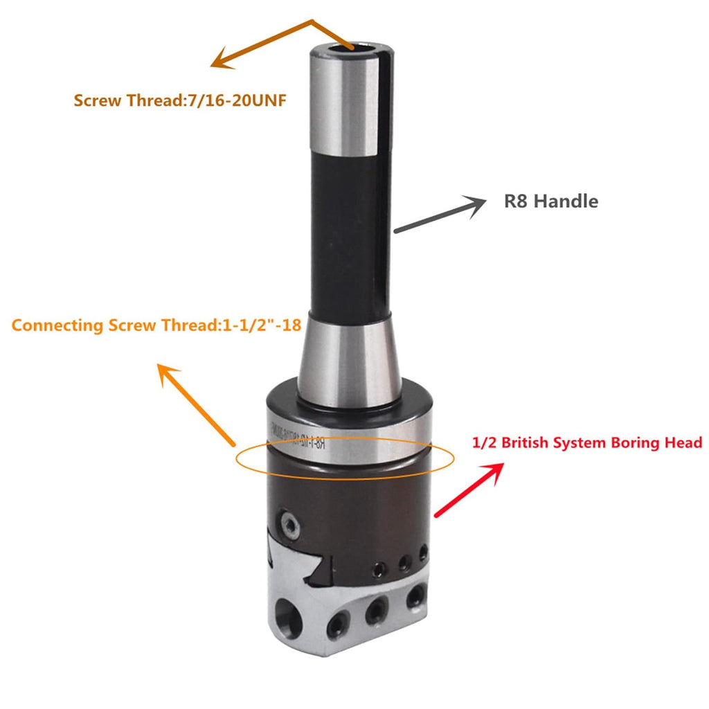 2 Boring Head R8 Shank 1/2 Carbide Boring Bar Set G77037
