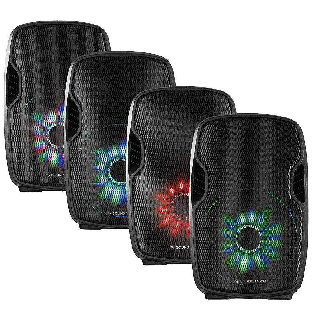15-inch 2-Way Portable PA Speaker with Built-in Rechargeable Battery, 2 Wireless Mics, Bluetooth, USB, SD Card Reader, LED G421