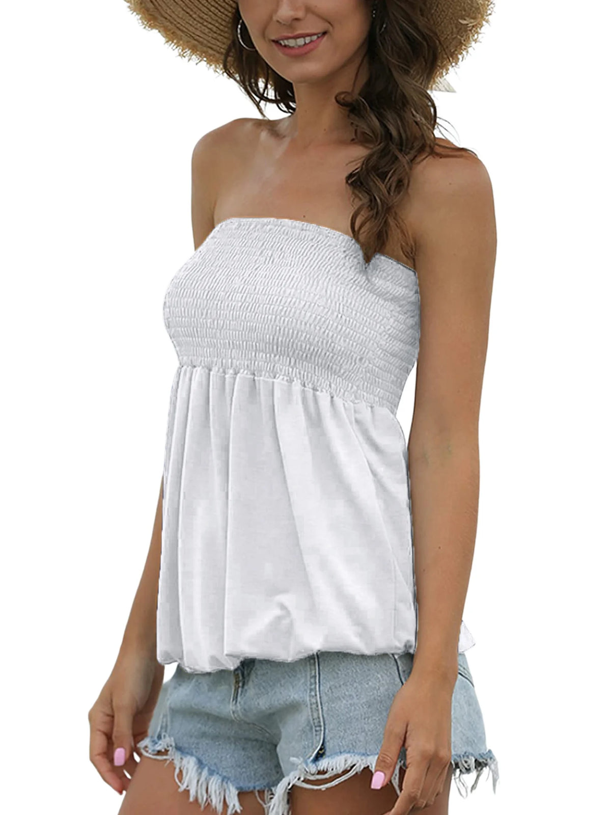 Womens Strapless Bandeau Tank Top E46646