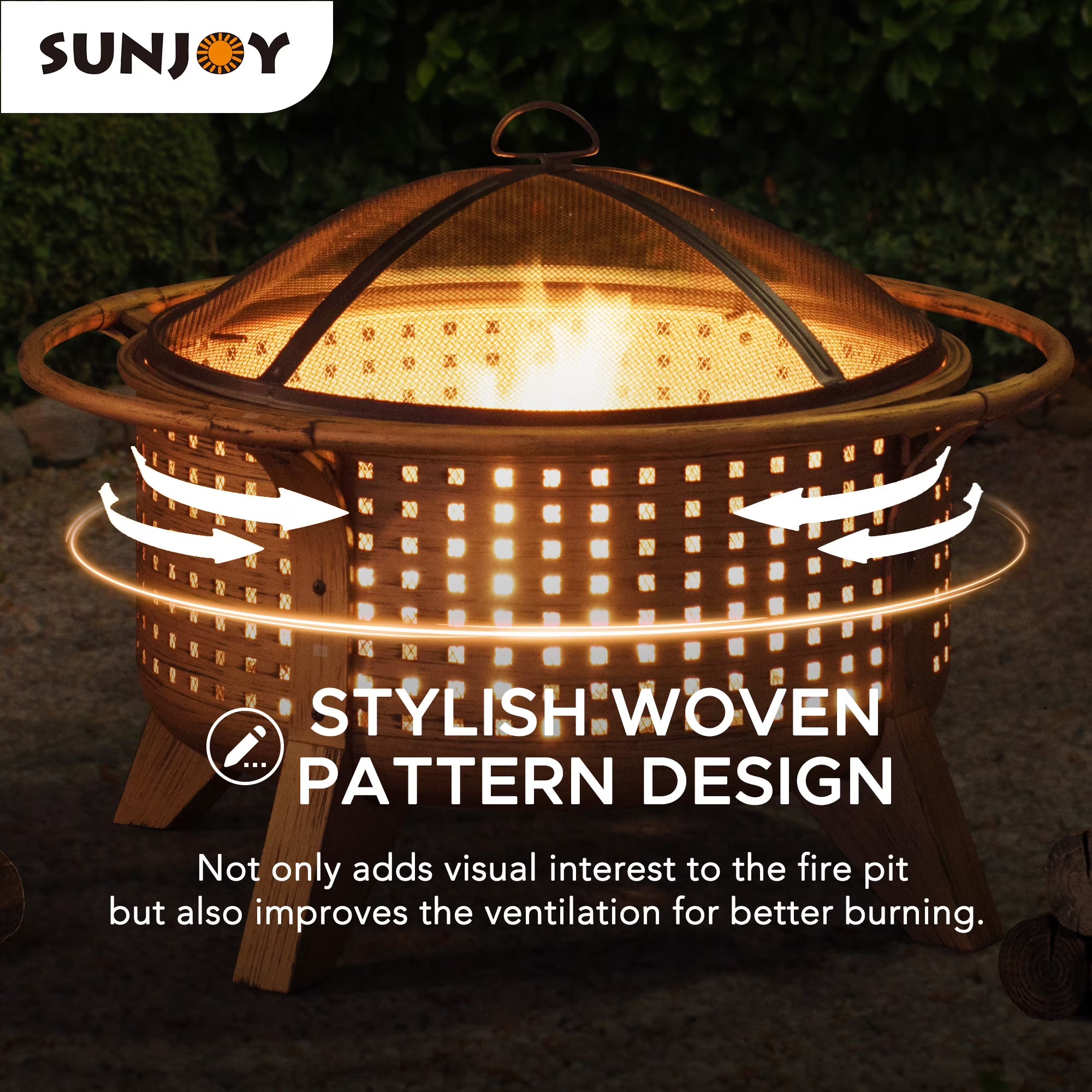 30 in. Round Steel Wood-Burning Fire Pit with Spark Screen and Poker V969467